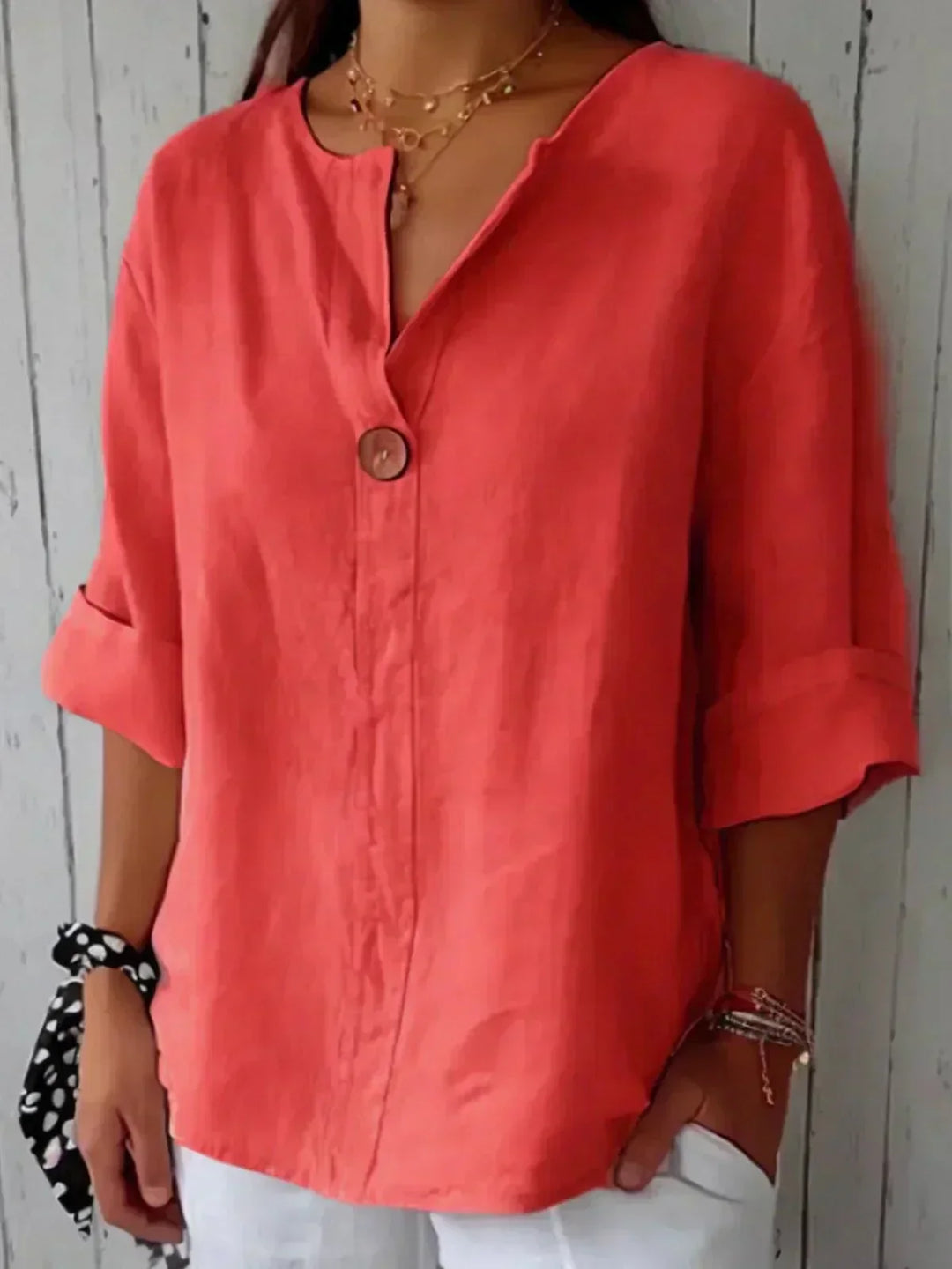 Melbourne The Label | Relaxed V-Neck Linen Top