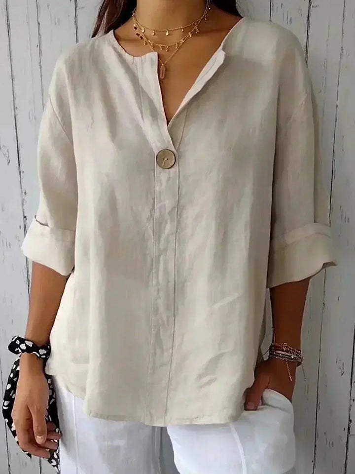 Melbourne The Label | Relaxed V-Neck Linen Top