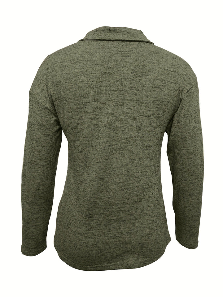 Madeline Women’s Quarter-Zip Polo Shirt– Long Sleeve Casual Pullover with V-Neck Lapel