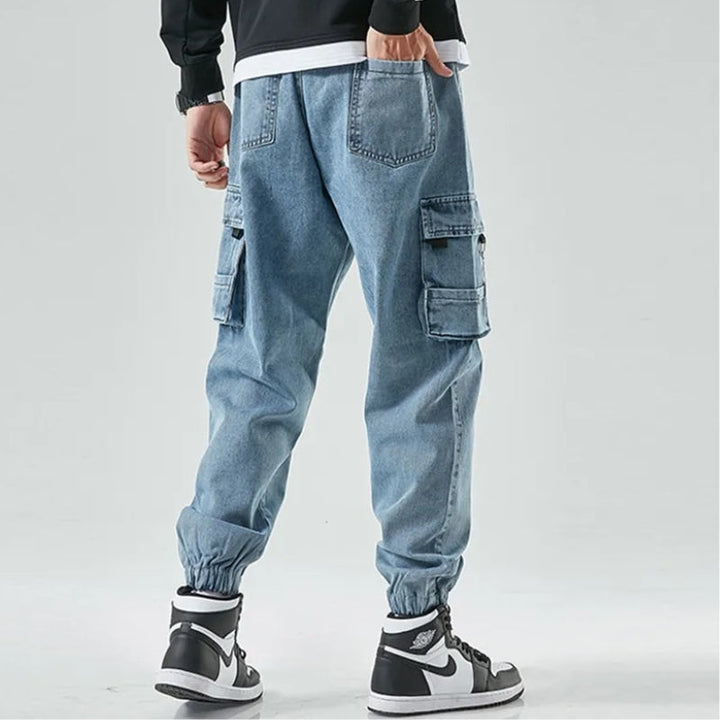 Logan Men’s Cargo Pants – Stretch Denim with Elastic Cuffs & Tapered Street Fit