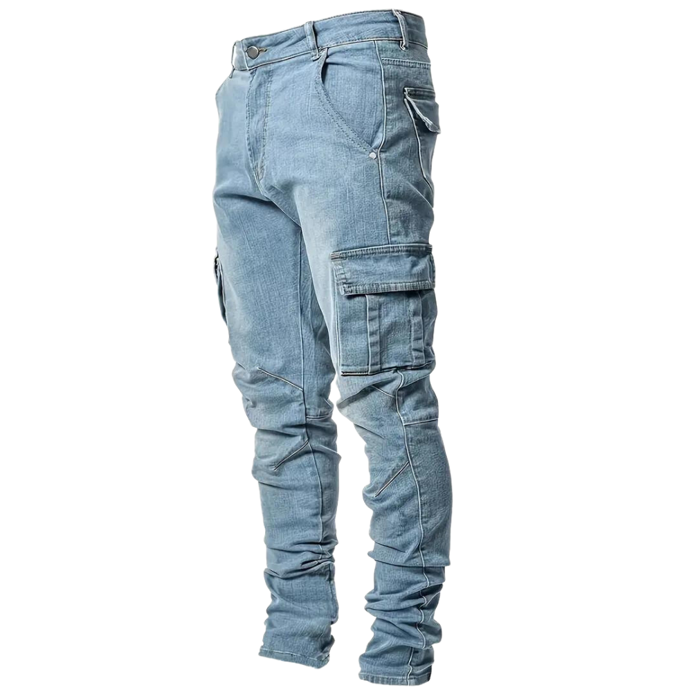 Silas Men’s Cargo Pants – Slim Fit Stretch Denim with Tactical Pocket Detailing