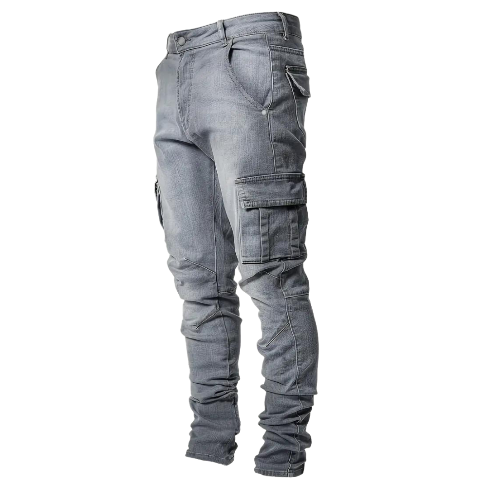 Silas Men’s Cargo Pants – Slim Fit Stretch Denim with Tactical Pocket Detailing
