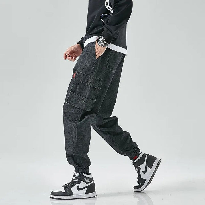 Logan Men’s Cargo Pants – Stretch Denim with Elastic Cuffs & Tapered Street Fit