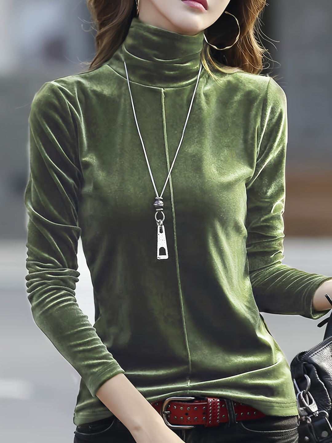 Clara Women’s Turtleneck Long Sleeve Shirt – Soft Stretch Cotton Top