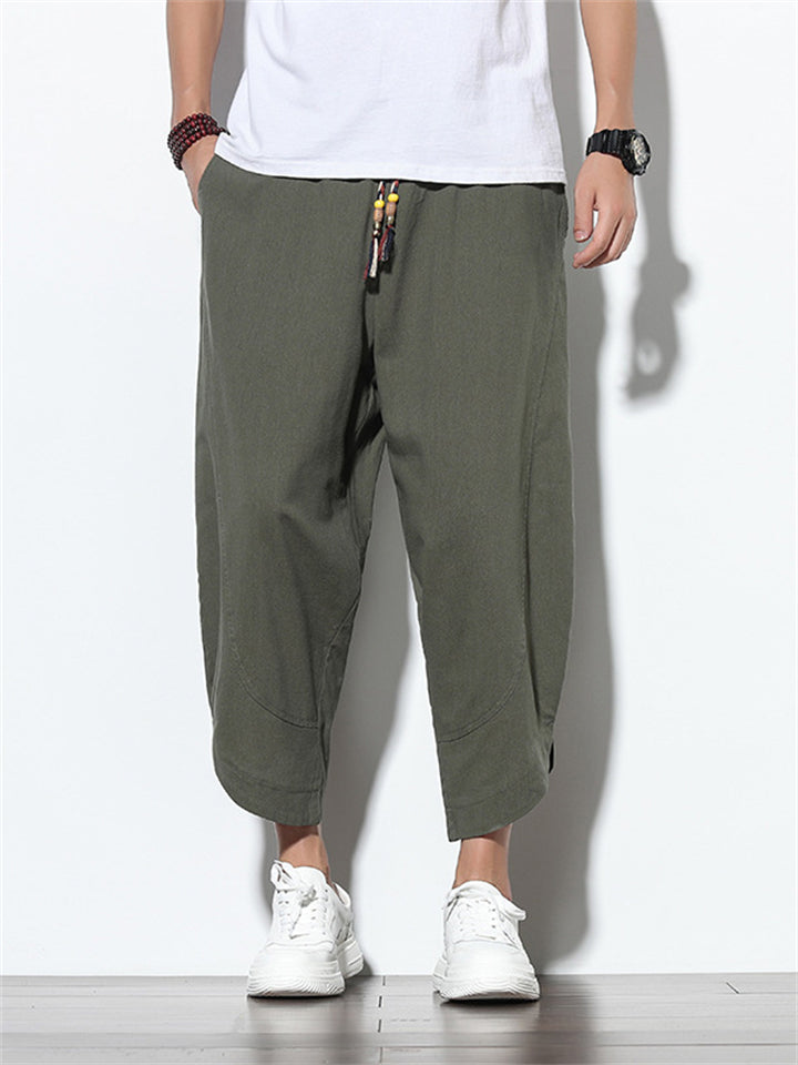 Elias Men’s Linen Pants – Straight Cut Cotton Blend with Subtle Stripe Texture