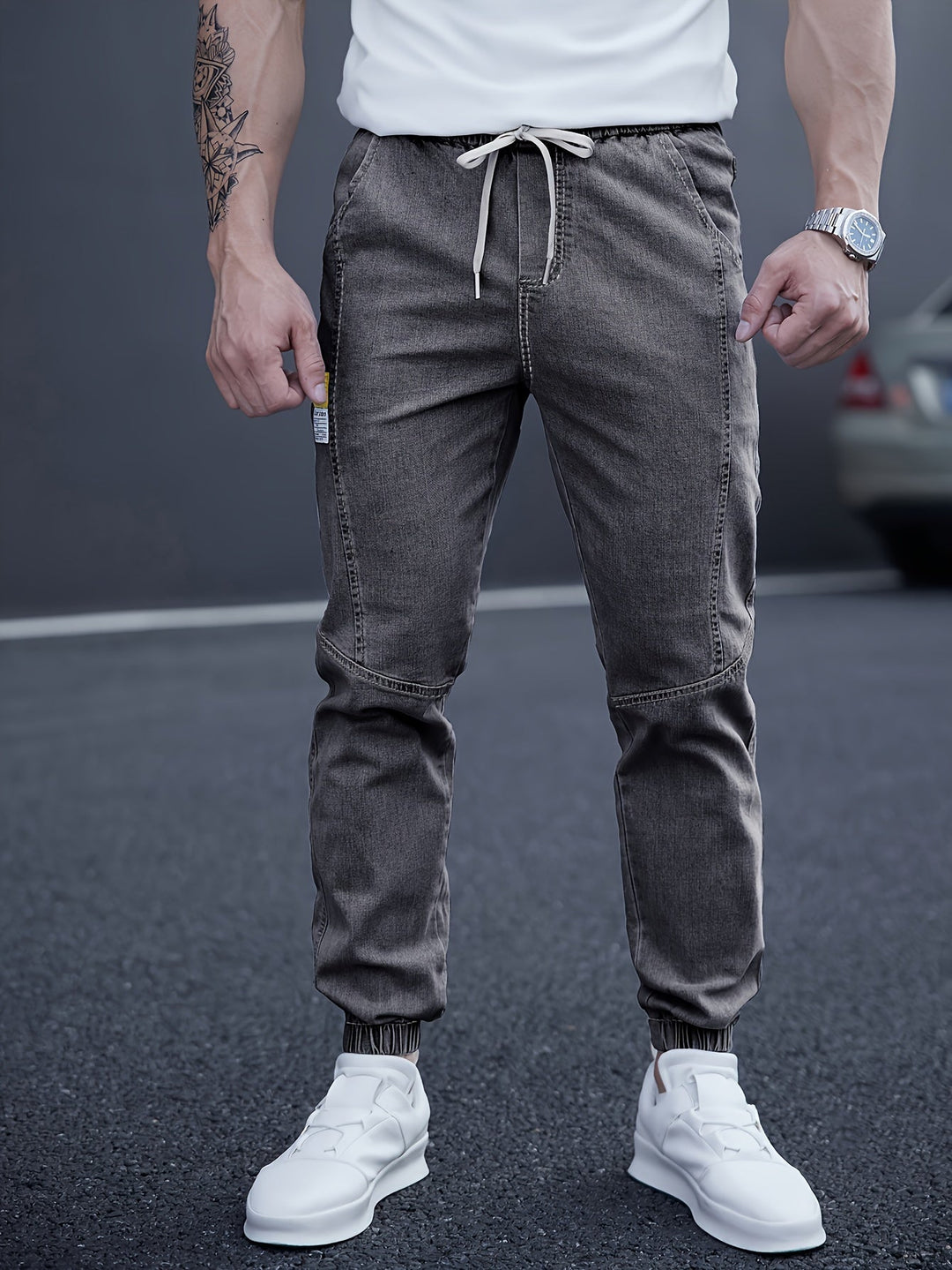 Brent Men’s Cargo Jogger Pants – Elastic Waist with Tapered Fit and Side Pockets