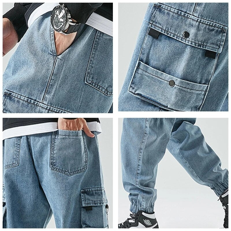Logan Men’s Cargo Pants – Stretch Denim with Elastic Cuffs & Tapered Street Fit