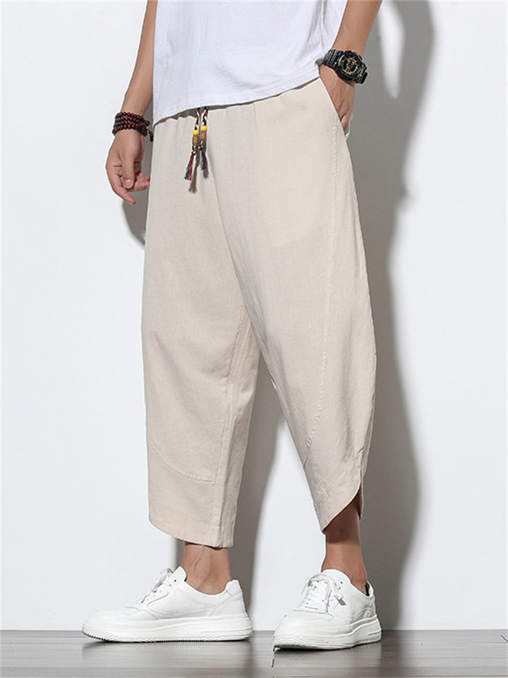 Elias Men’s Linen Pants – Straight Cut Cotton Blend with Subtle Stripe Texture