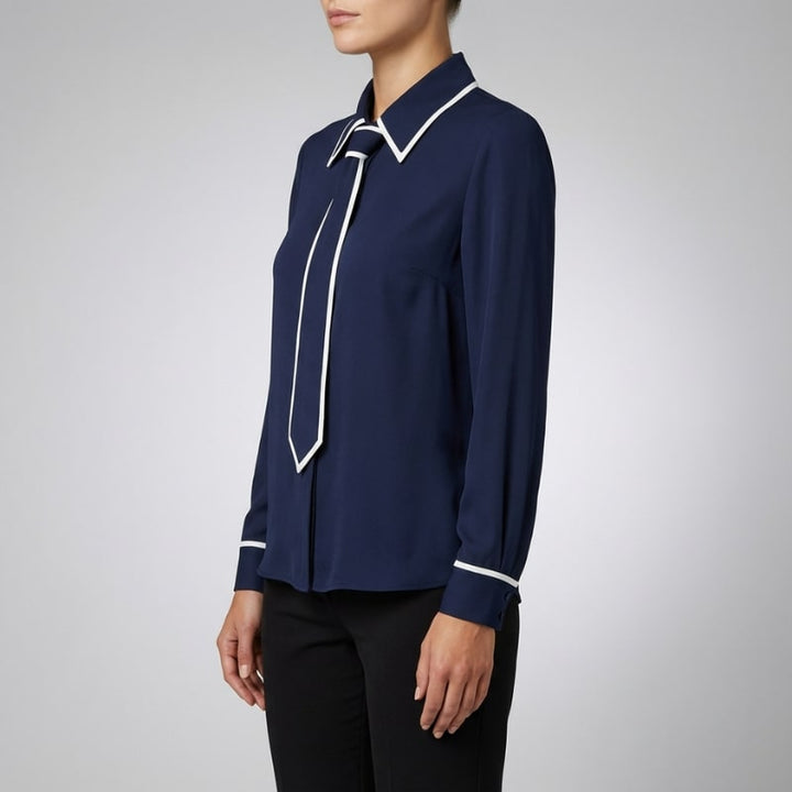 Contrast Tie Blouse