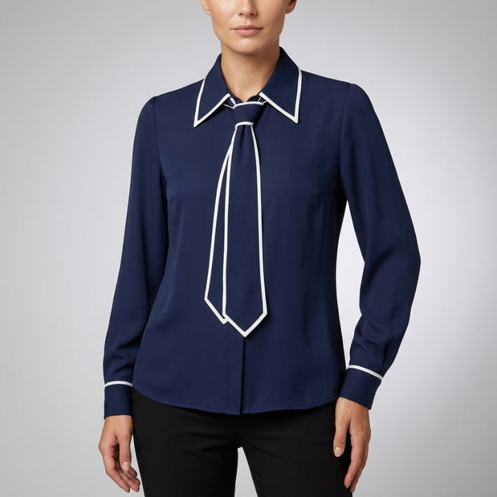 Contrast Tie Blouse