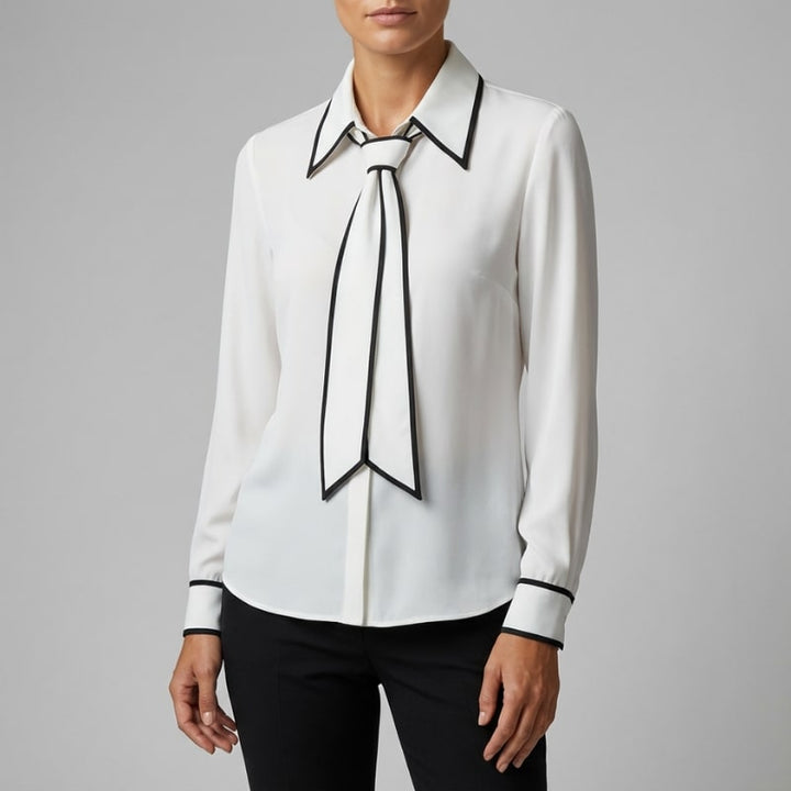 Contrast Tie Blouse