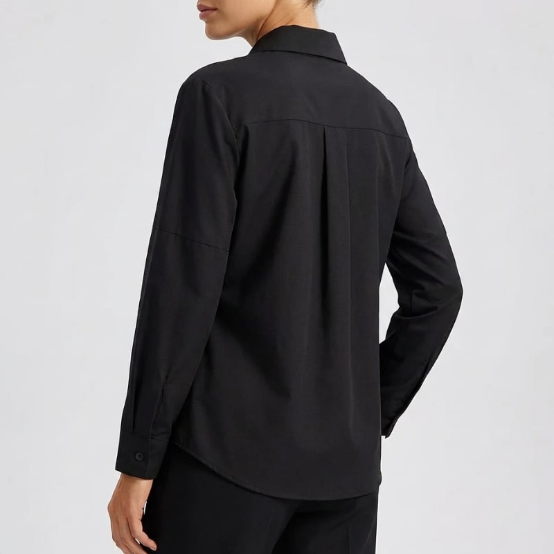 Lumiera Women’s Button-Up Shirt – Soft Woven Fabric with Defined Waist Fit