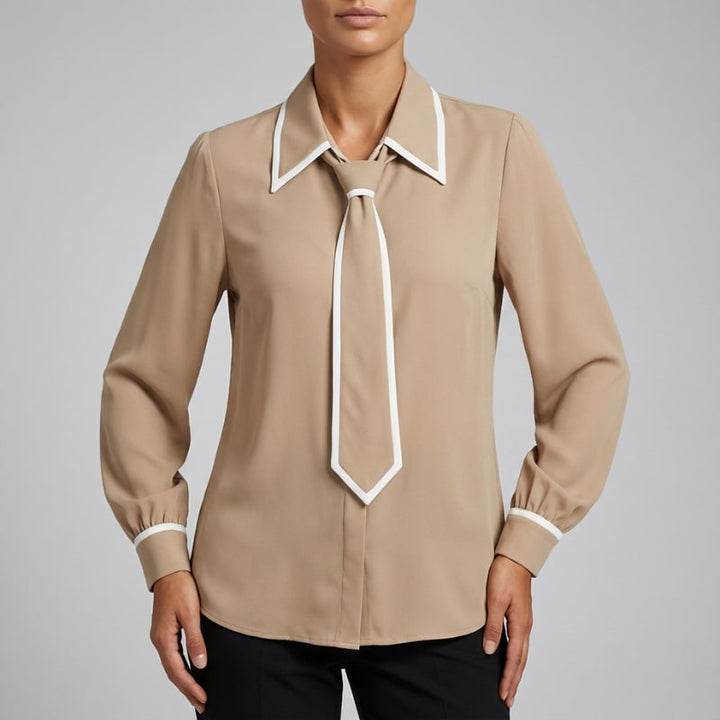 Contrast Tie Blouse