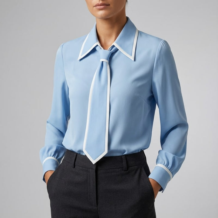 Contrast Tie Blouse
