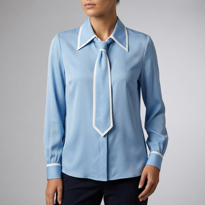 Contrast Tie Blouse