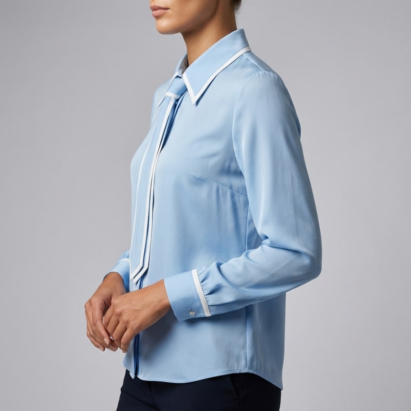 Contrast Tie Blouse