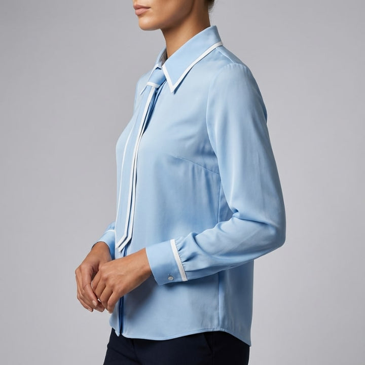 Contrast Tie Blouse