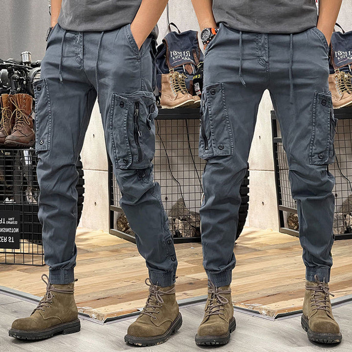 Martial Men’s Cargo Trousers – Tactical Fit with Stretch Waist & Zippered Pockets