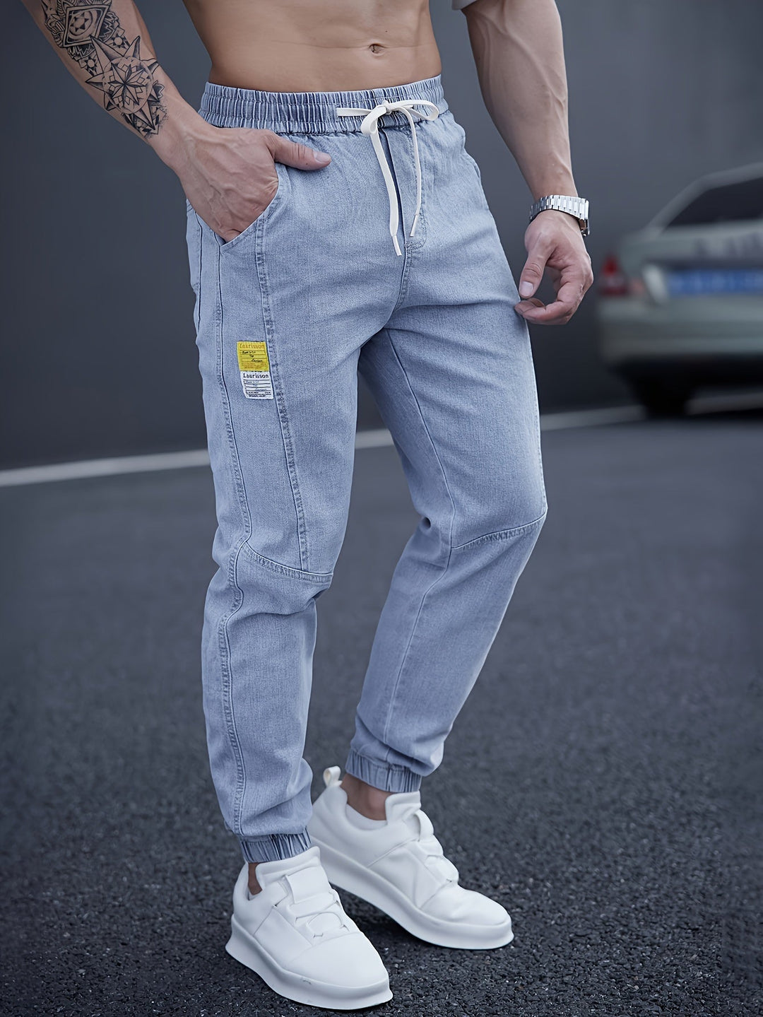 Brent Men’s Cargo Jogger Pants – Elastic Waist with Tapered Fit and Side Pockets