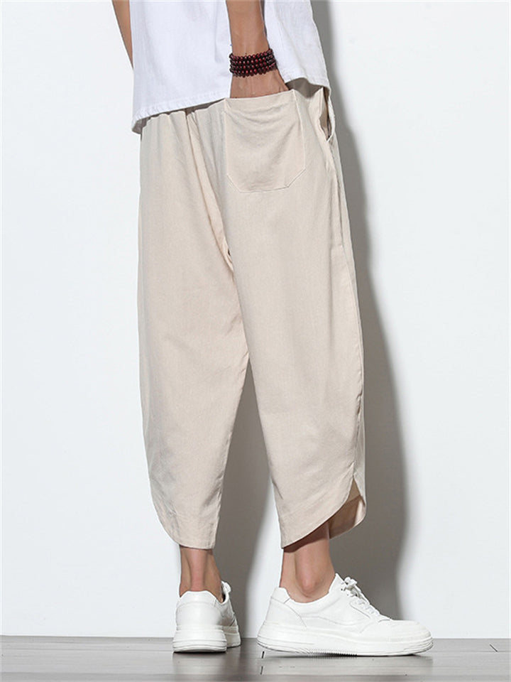 Elias Men’s Linen Pants – Straight Cut Cotton Blend with Subtle Stripe Texture