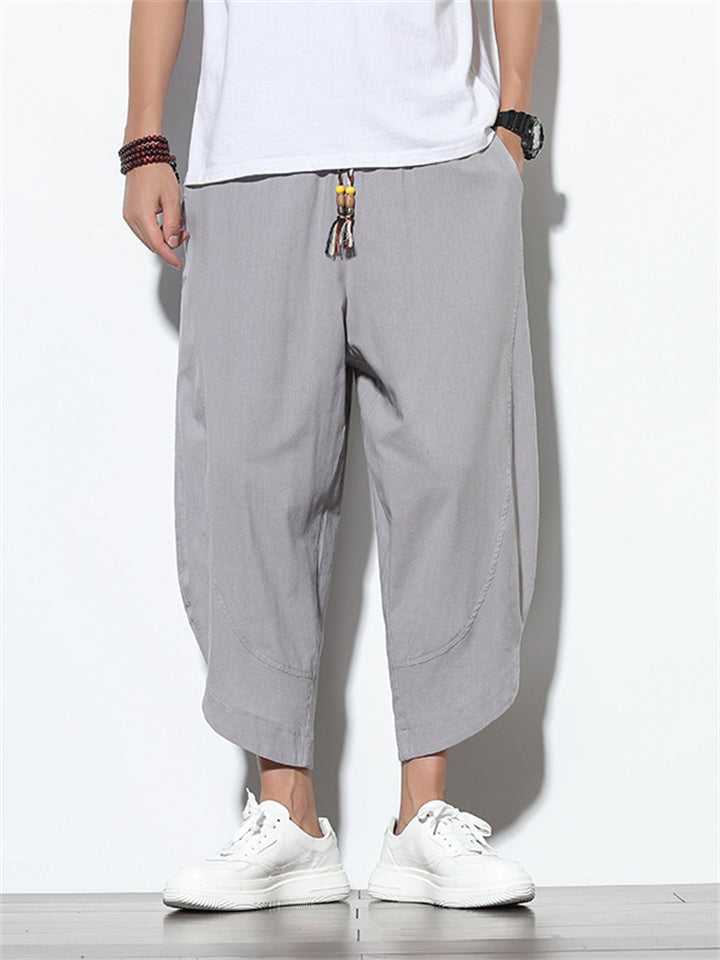 Elias Men’s Linen Pants – Straight Cut Cotton Blend with Subtle Stripe Texture