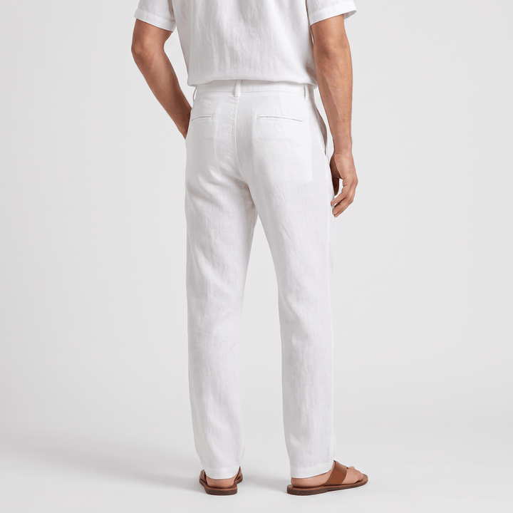 Alvin Linen-Blend Trousers – Button-Drawstring Waist Rolled-Hem Relaxed Pants