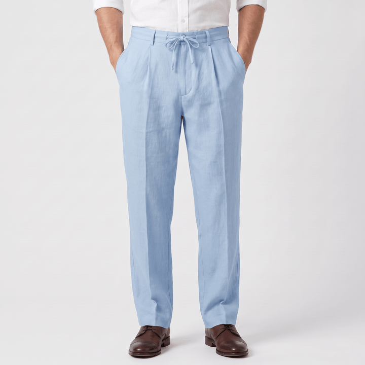 Ethan Linen Drawstring Trousers – Relaxed Straight-Leg Breathable Menswear