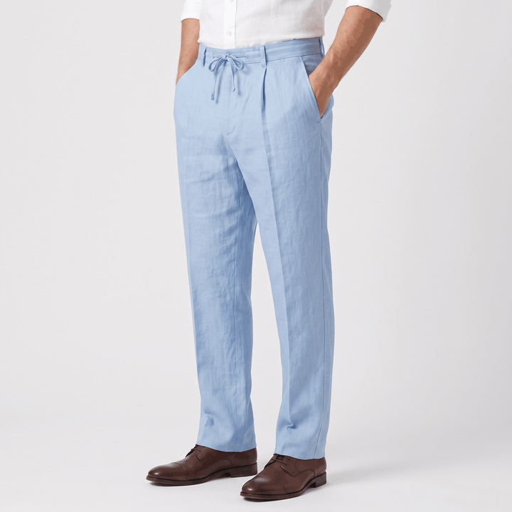 Ethan Linen Drawstring Trousers – Relaxed Straight-Leg Breathable Menswear