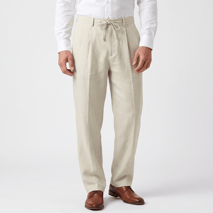 Ethan Linen Drawstring Trousers – Relaxed Straight-Leg Breathable Menswear