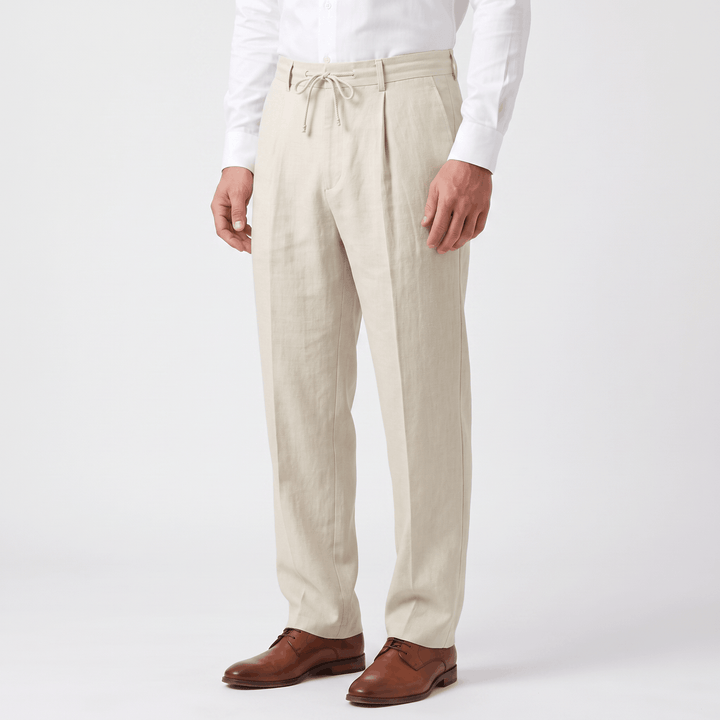 Ethan Linen Drawstring Trousers – Relaxed Straight-Leg Breathable Menswear