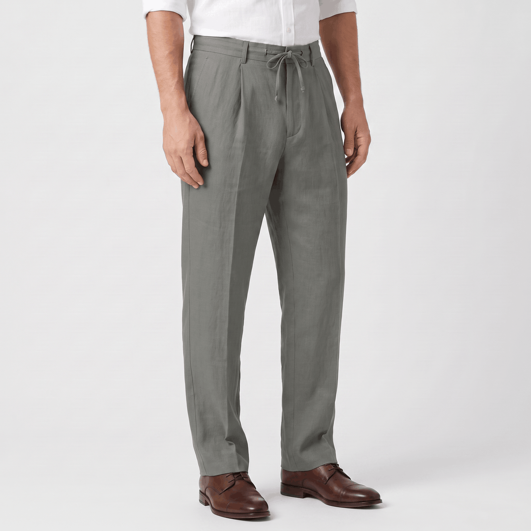 Ethan Linen Drawstring Trousers – Relaxed Straight-Leg Breathable Menswear