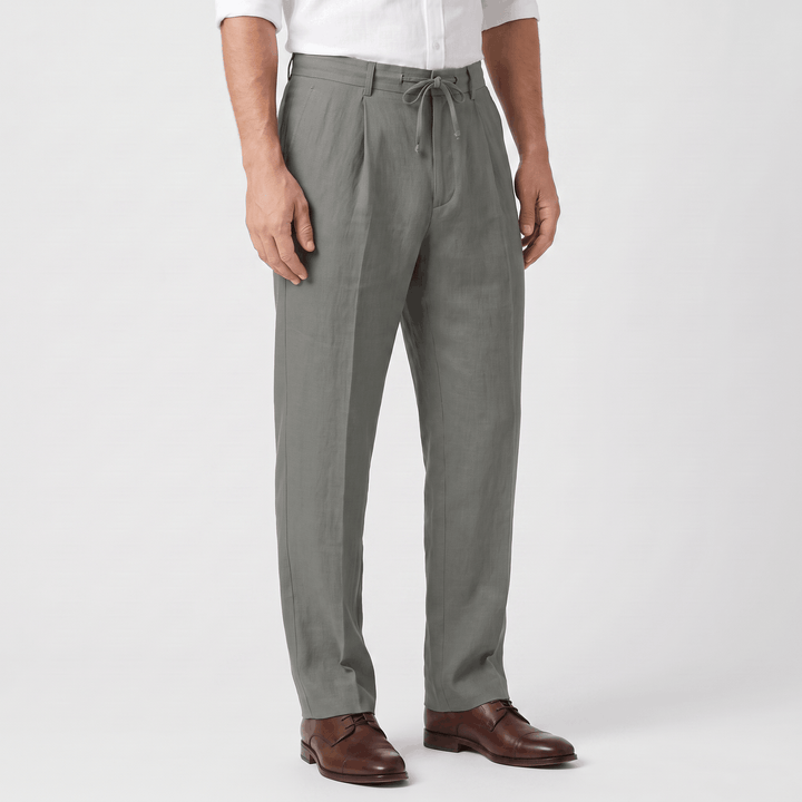 Ethan Linen Drawstring Trousers – Relaxed Straight-Leg Breathable Menswear