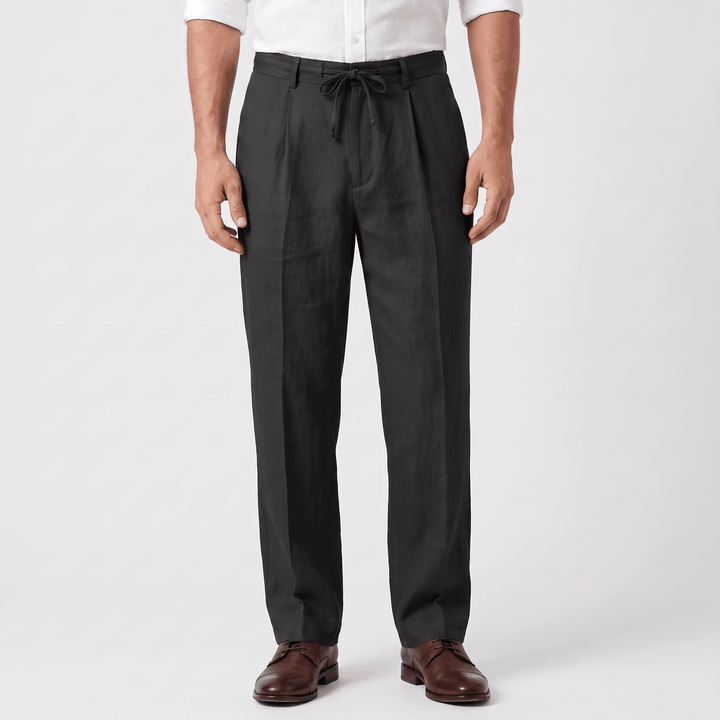 Ethan Linen Drawstring Trousers – Relaxed Straight-Leg Breathable Menswear