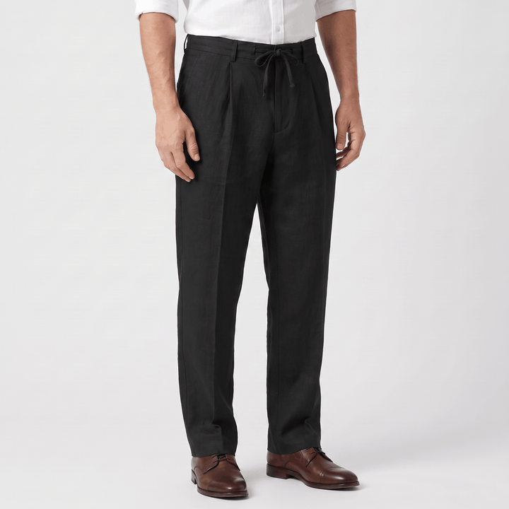Ethan Linen Drawstring Trousers – Relaxed Straight-Leg Breathable Menswear