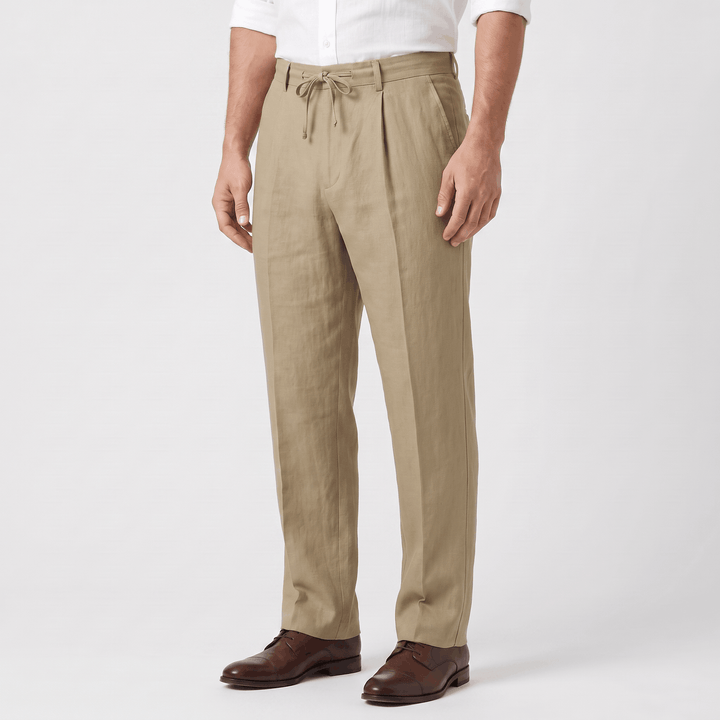 Ethan Linen Drawstring Trousers – Relaxed Straight-Leg Breathable Menswear