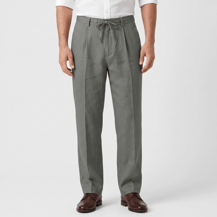 Ethan Linen Drawstring Trousers – Relaxed Straight-Leg Breathable Menswear