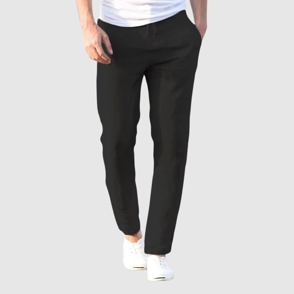 Luigi Straight-Cut Linen Pants – Men’s Linen Pants with Drawstring Waist