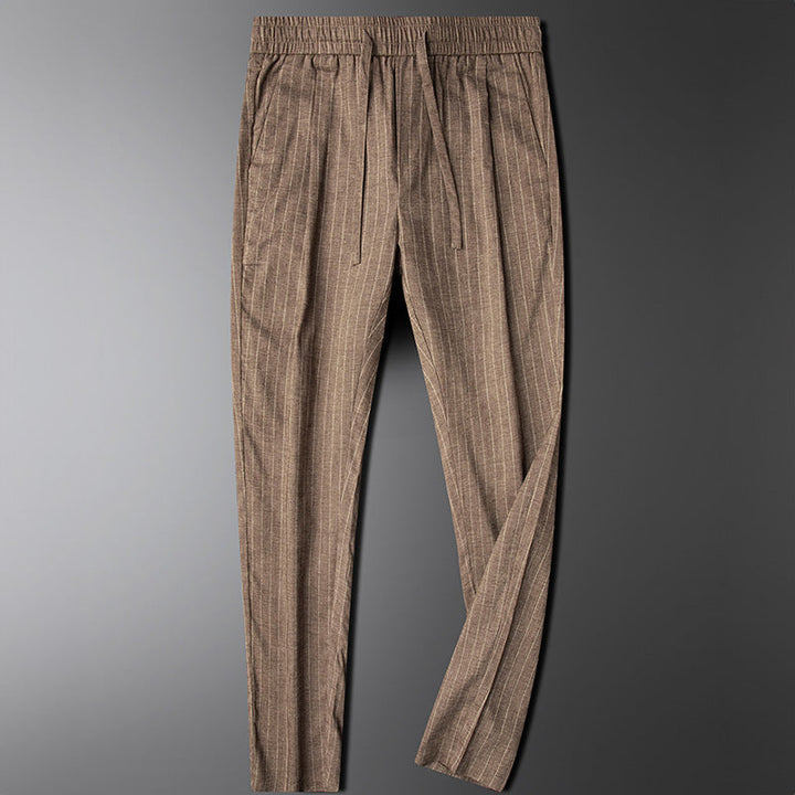 Renzo Linen Pants – Men’s Straight Leg Trousers with Elastic Waistband