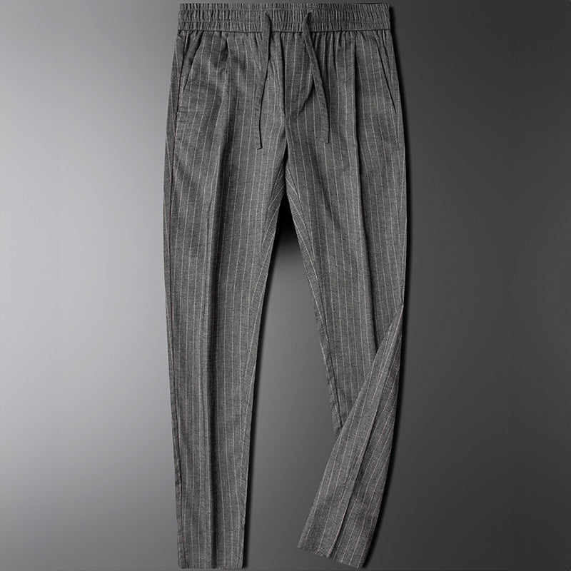 Renzo Linen Pants – Men’s Straight Leg Trousers with Elastic Waistband