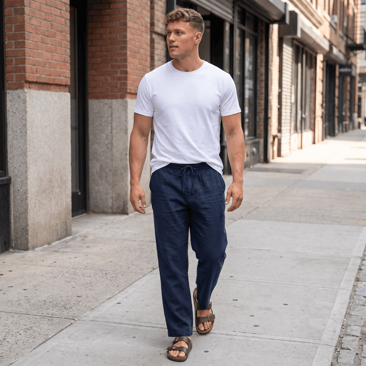 Romeo Linen-Blend Trousers – Relaxed Fit Drawstring Waist Smart-Casual Menswear