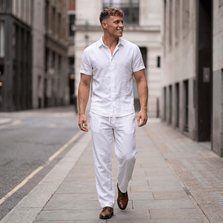 Romeo Linen-Blend Trousers – Relaxed Fit Drawstring Waist Smart-Casual Menswear