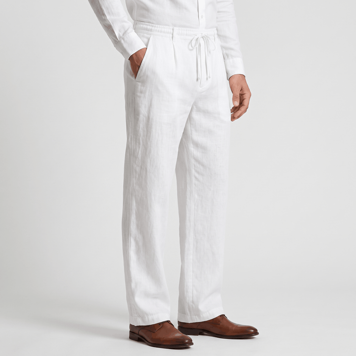 Romeo Linen-Blend Trousers – Relaxed Fit Drawstring Waist Smart-Casual Menswear