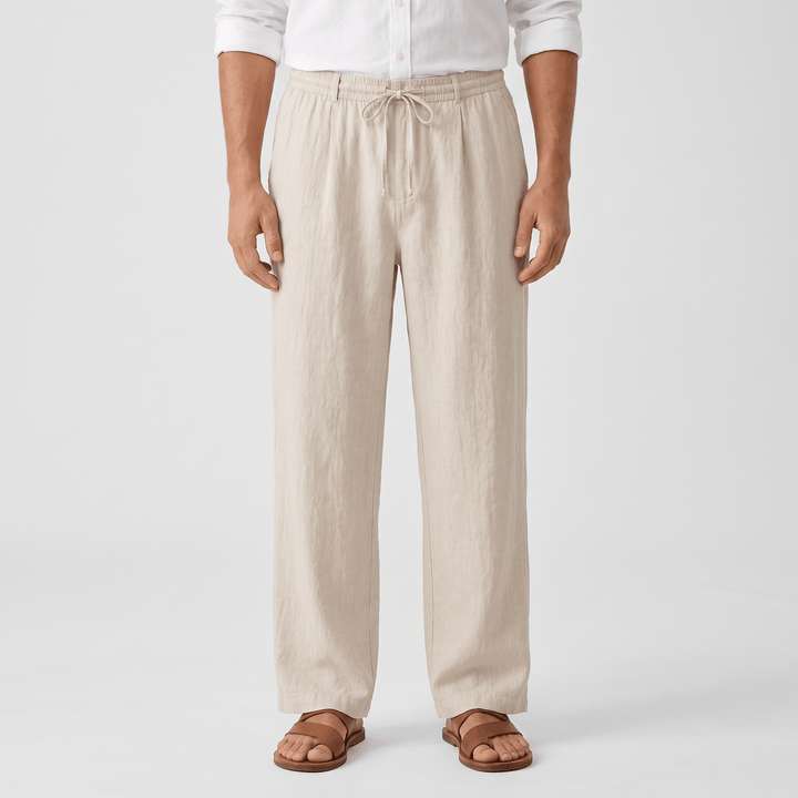 Romeo Linen-Blend Trousers – Relaxed Fit Drawstring Waist Smart-Casual Menswear