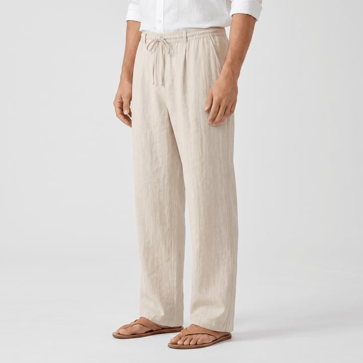 Romeo Linen-Blend Trousers – Relaxed Fit Drawstring Waist Smart-Casual Menswear
