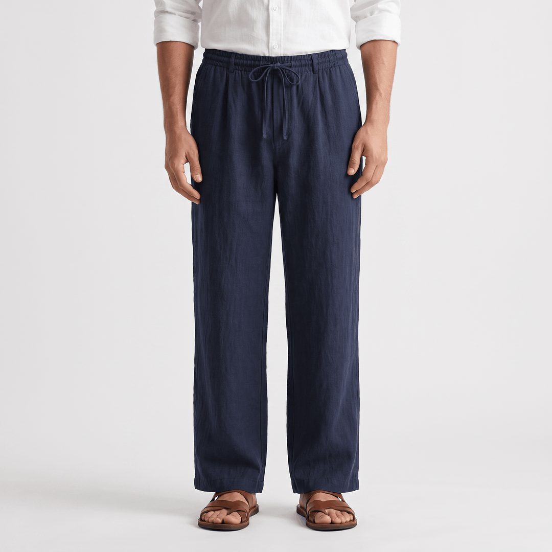 Romeo Linen-Blend Trousers – Relaxed Fit Drawstring Waist Smart-Casual Menswear