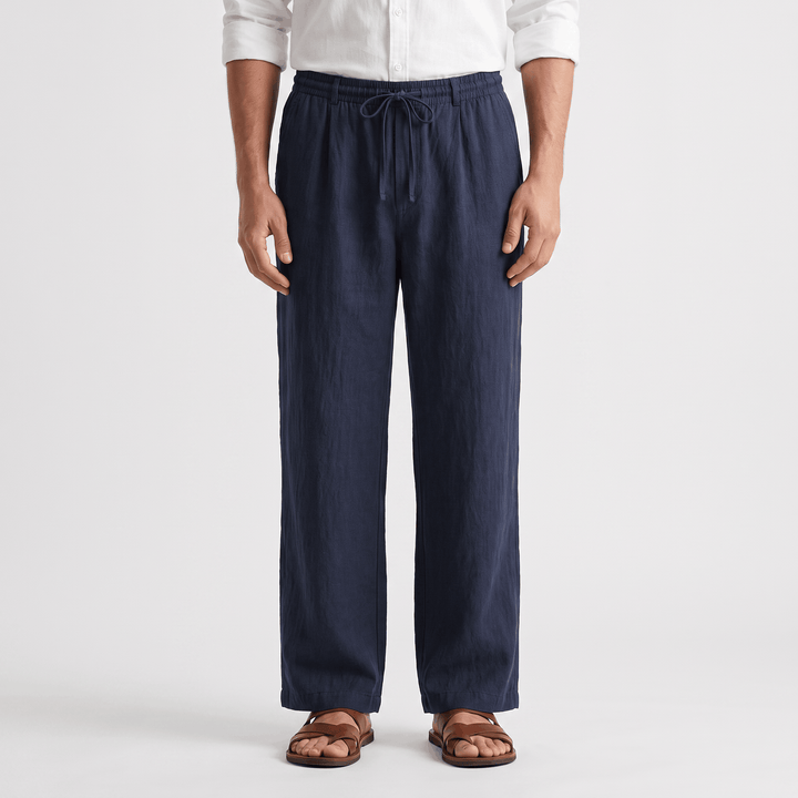 Romeo Linen-Blend Trousers – Relaxed Fit Drawstring Waist Smart-Casual Menswear