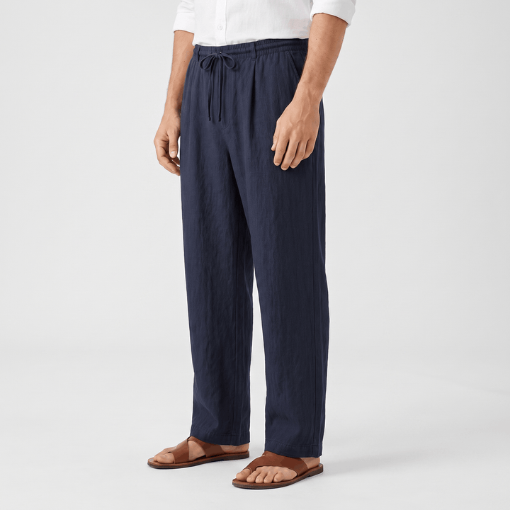 Romeo Linen-Blend Trousers – Relaxed Fit Drawstring Waist Smart-Casual Menswear