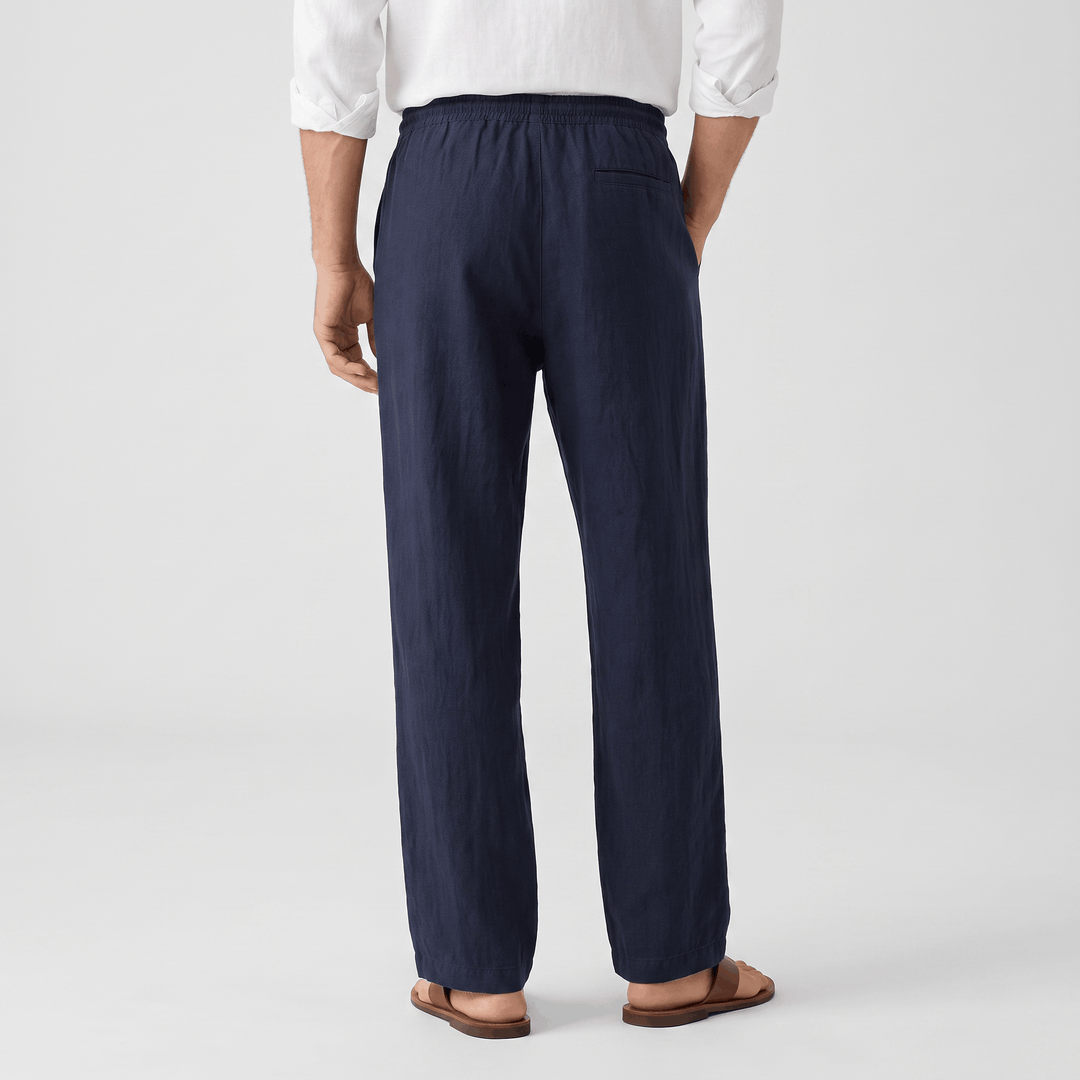 Romeo Linen-Blend Trousers – Relaxed Fit Drawstring Waist Smart-Casual Menswear