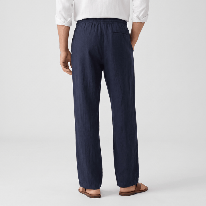 Romeo Linen-Blend Trousers – Relaxed Fit Drawstring Waist Smart-Casual Menswear