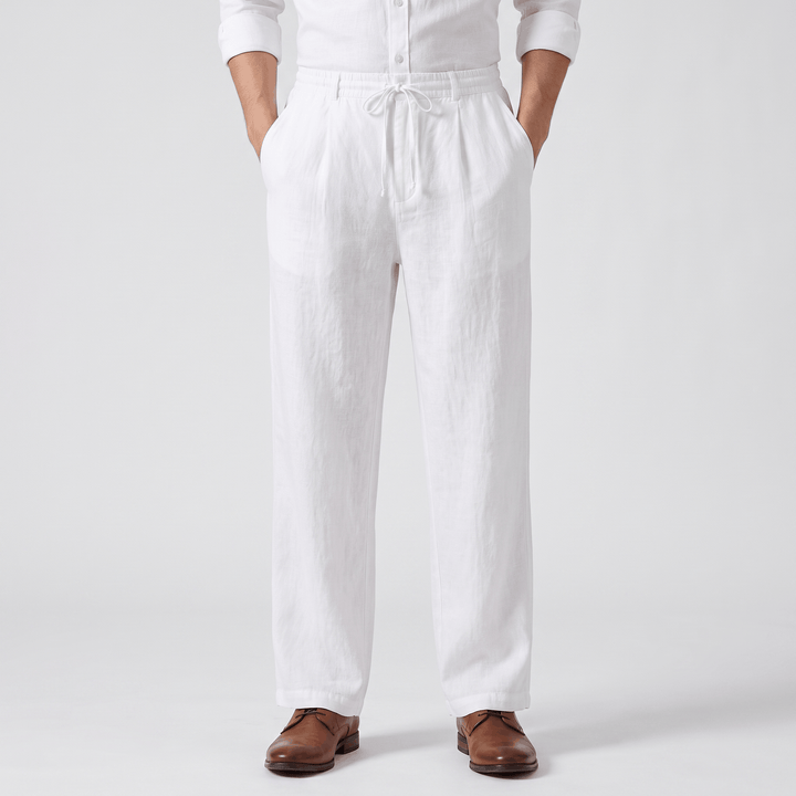 Romeo Linen-Blend Trousers – Relaxed Fit Drawstring Waist Smart-Casual Menswear
